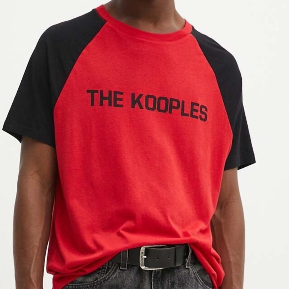 NWT The Kooples Cotton Blend Red & Black Tshirt Size Medium